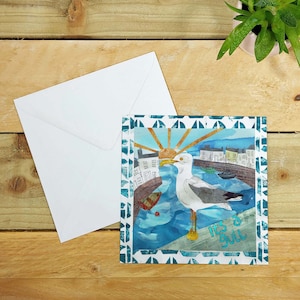 C’est une carte gull greetings, nouvelle carte bébé, carte baby girl, art seagull, art côtier par Port et Lemon