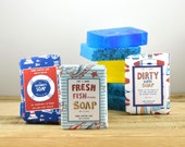 Handmade Soap, Set of 3 Soaps, Soap Packaging, Sailing Gifts, Aloe Vera, Lemon Soap, Blue Soap, Coastal Soap Set by Port and Lemon