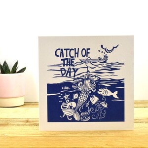 Attraper des carte de voeux, carte de sirène, des cartes pour les pêcheurs, côtières carte d’Art, de Port et de citron