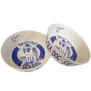 Dog Bowl, Hand Decorated, Dog Gifts, Bowl, Bone China Bowl, Pet gifts, Salty Old Sea Dog bone china bowl by Port and Lemon image 3