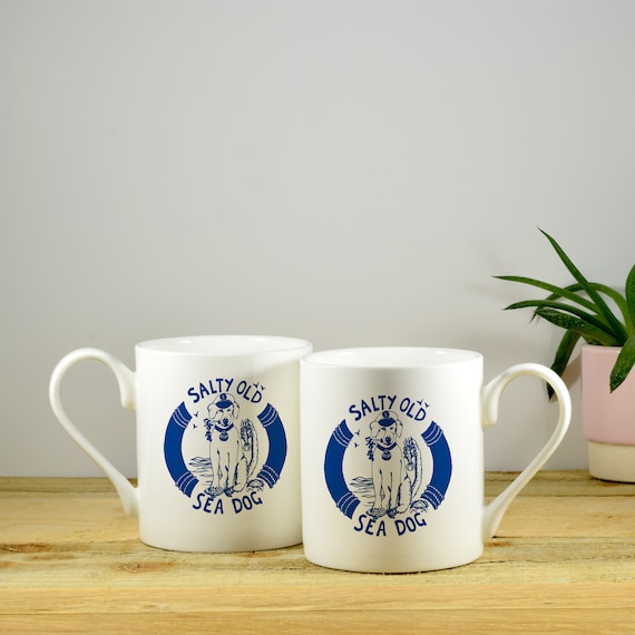 Bone China Salty Sea Dog Mug New Design Hand Decorated Gift Etsy UK