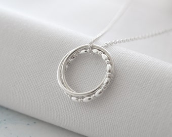 30th Birthday Necklace Sterling silver, 3 Ring Necklace, Best Friend Ring Necklace, Family Circle Necklace, 30th Birthday Gift for women