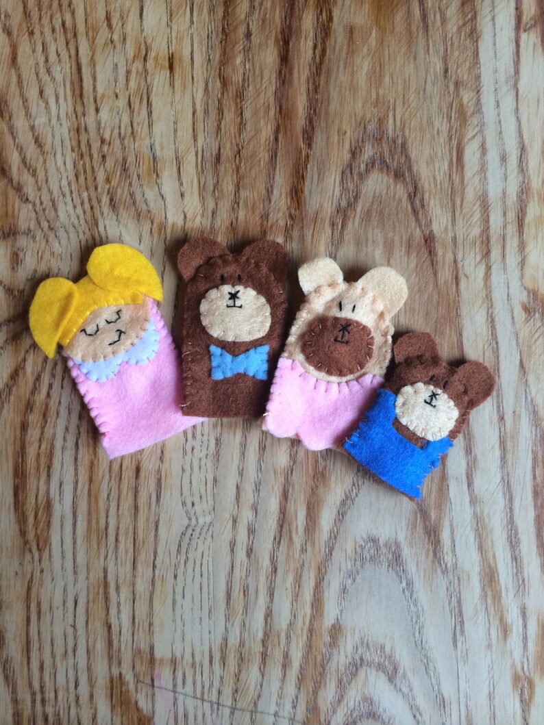 Goldilocks and the three bears finger puppets set Etsy