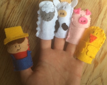 Old McDonald's farm finger puppet set