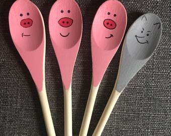 3 little pigs story spoons