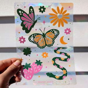 Suncatcher Reusable Window Decal &quot;In The Garden&quot; Sticker Sheet, 5&quot;x7&quot;