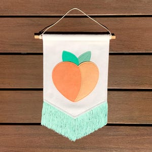 Peach Felt Handmade Banner with Mint Fringe, 12&quot; x 18&quot;