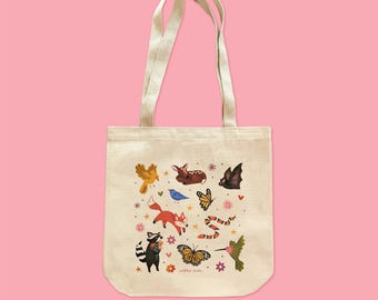 Forest Animals Cotton Canvas Tote Bag