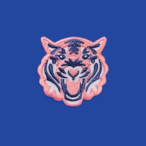 Pink & Blau Tiger Bügelbild, 6cm