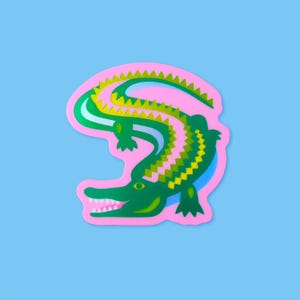Pink & Green Alligator Sticker