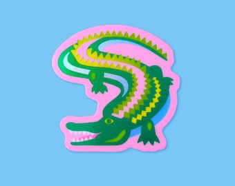 Alligator Pink & Green Vinyl Sticker