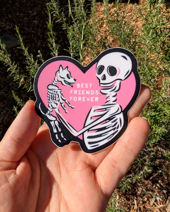 Dog Skeleton Sticker, Best Friends Forever, 3 inch Vinyl Decal