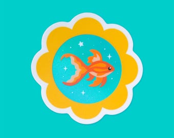 金魚ビニールステッカー - ソフトホログラフィック