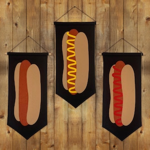 Jumbo Hot Dog Felt Handmade Banner, 12" x 22"