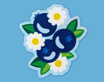 Blueberries Glitter Sticker