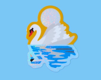 Sticker cygne pailleté