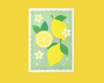 5x7" Lemons Risograph Art Print