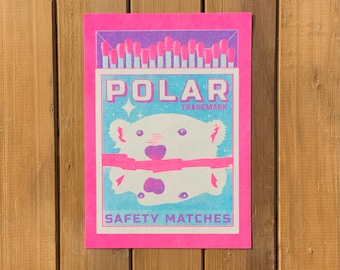 Polar Safety Matches Riso Art Print