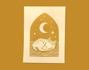 Fawn & Moon 5"x7" Riso Art Print