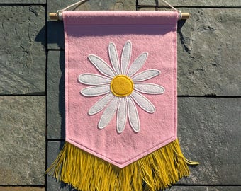 Daisy Felt Handmade Banner with Fringe, 12" x 17"