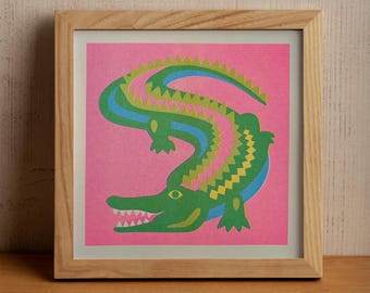 Alligator Risograph Art Print