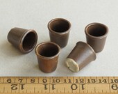 5 Miniature Plant Pots - Matt Brown ceramic containers - 22mm (7 8 inch) tall