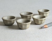 5 Miniature Stoneware Bowl Planters - Decagonal ceramic containers without glaze - 30mm (1 3 16 inch) wide