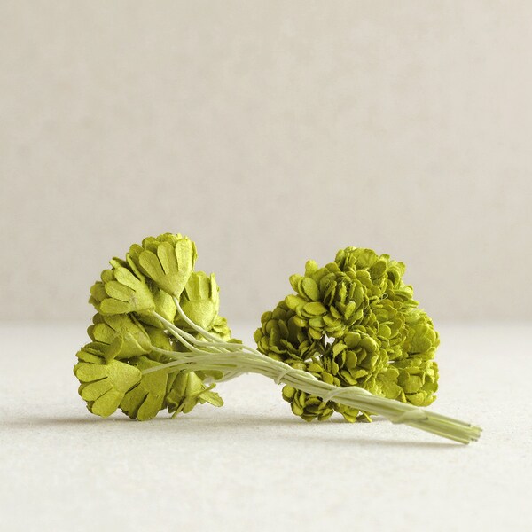 10mm Apple Green Gypsophila - 20pcs - mulberry paper flowers with wire stems [158]