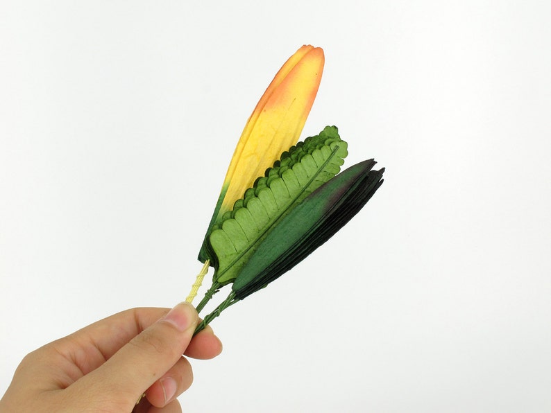 50 Assorted Die Cut Paper Leaves with Wire Stems orange Etsy