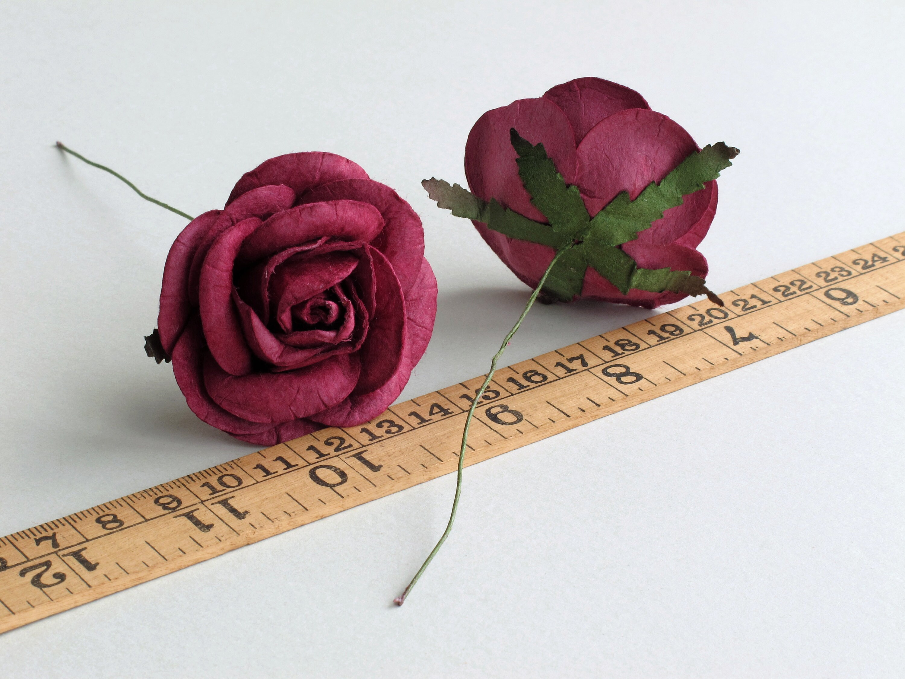 50mm Burgundy Paper Roses 2pcs Large red mulberry paper | Etsy