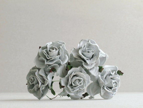 Crema y Rosa Grande De 5x papel de morera Rosas 5cm