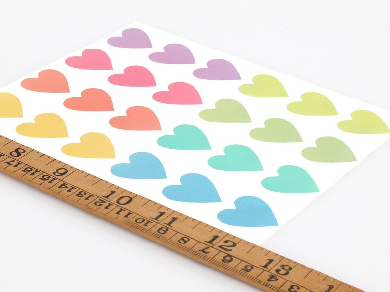 24mm Pastel Heart Stickers assorted Ideal for Envelope Etsy