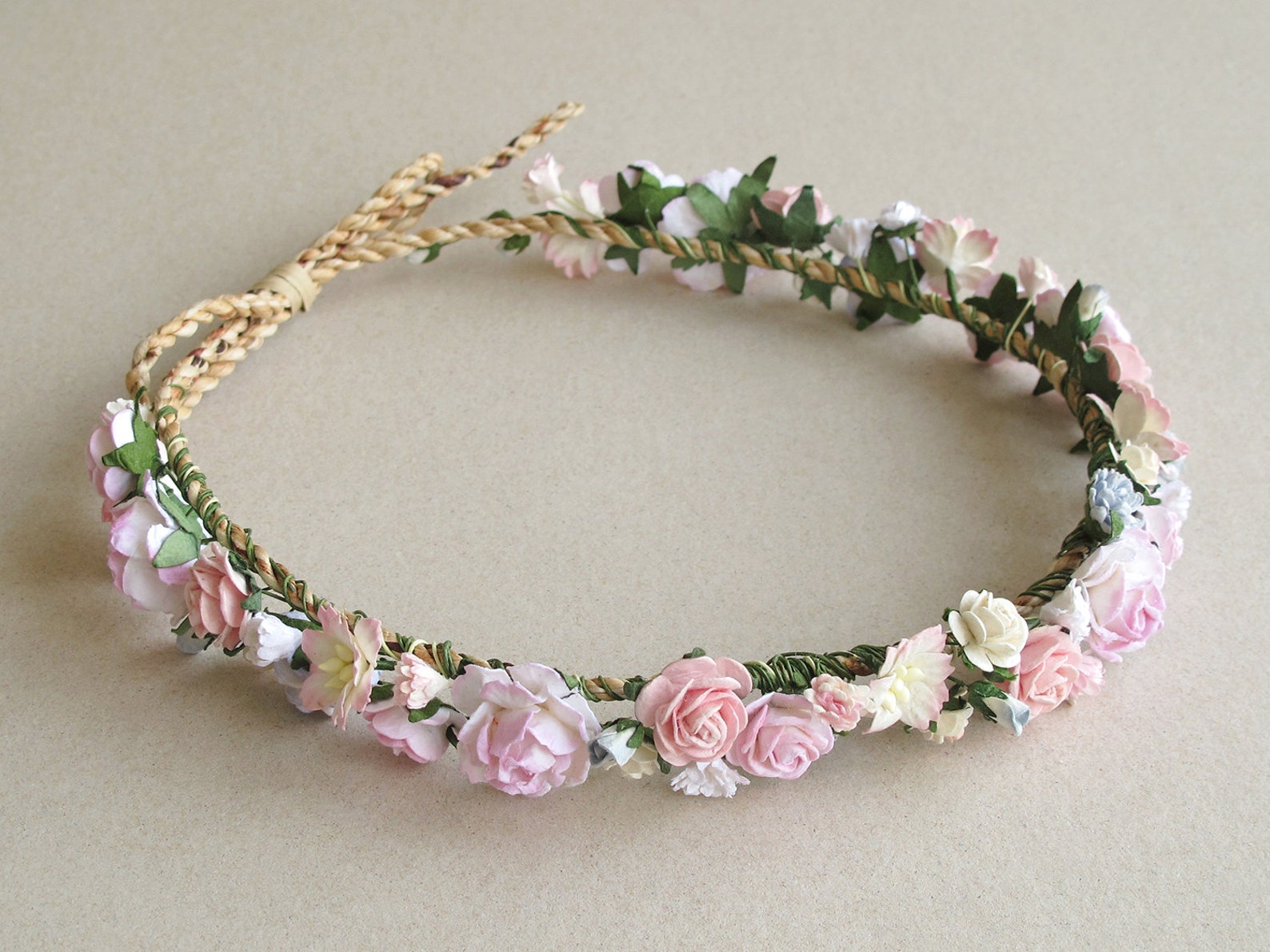Pink Flower Crown Paper flower headpiece Made of mulberry Etsy