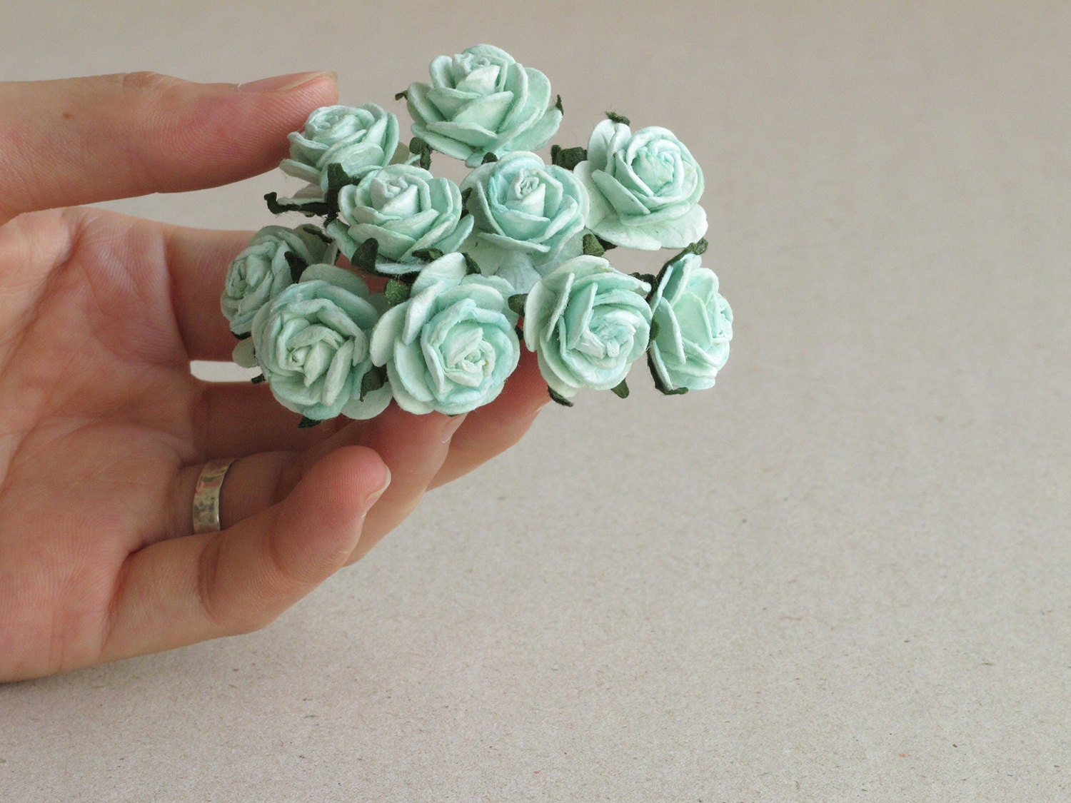 20mm Mint Green Paper Roses 10 Mulberry Paper Roses With Etsy