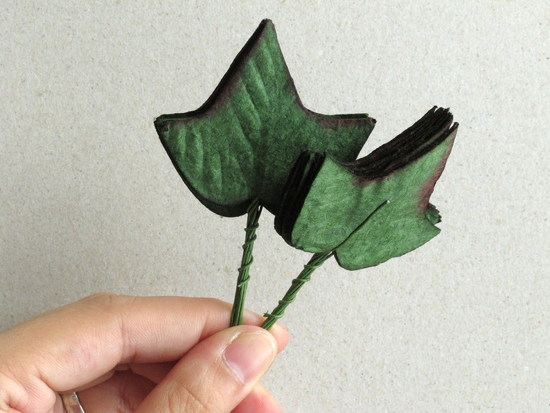 50 Paper Ivy Leaves with Wire Stems Lifesize Made of Etsy