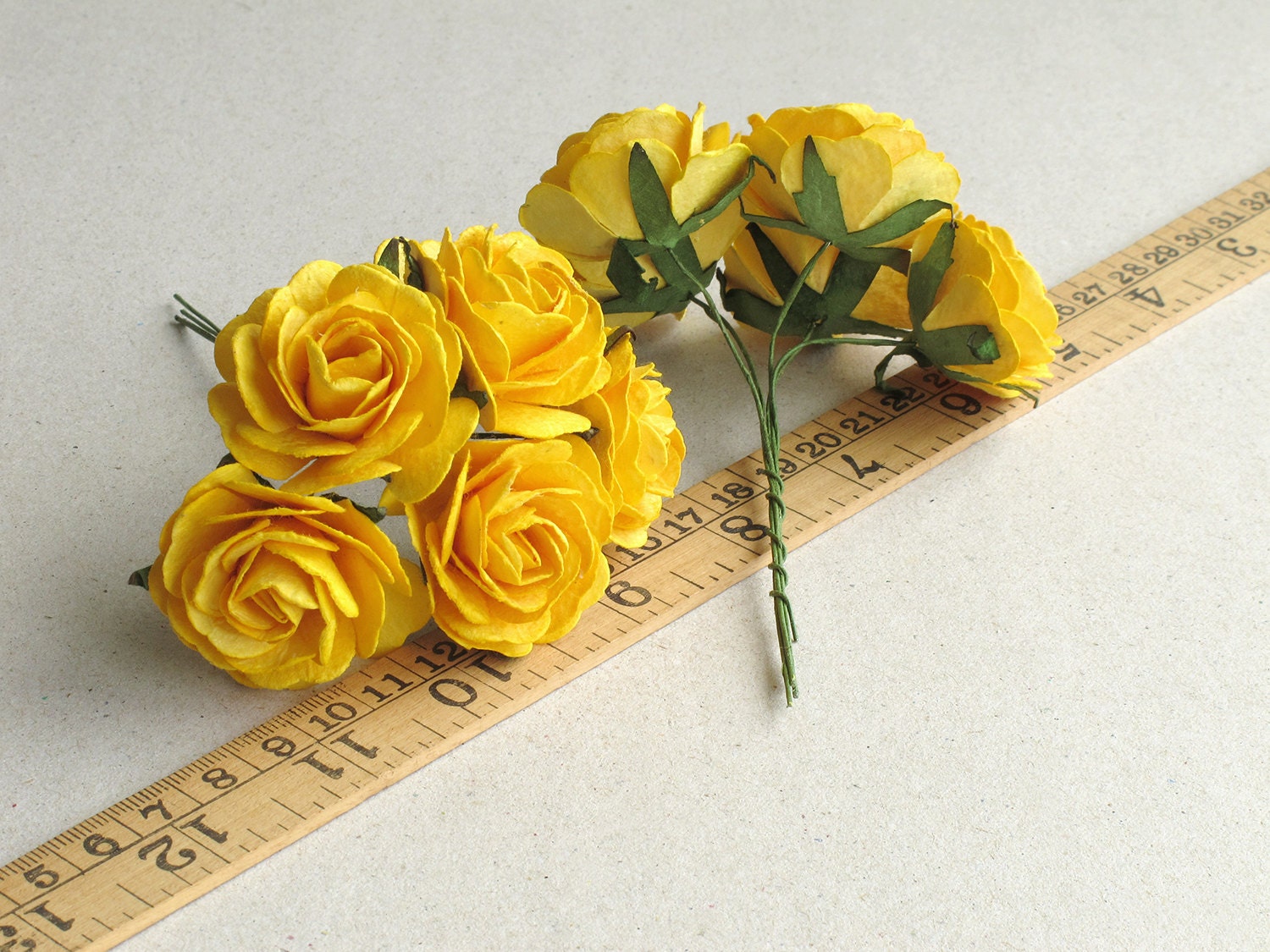 35mm Large Yellow Paper Roses 5pcs Mulberry paper flowers Etsy