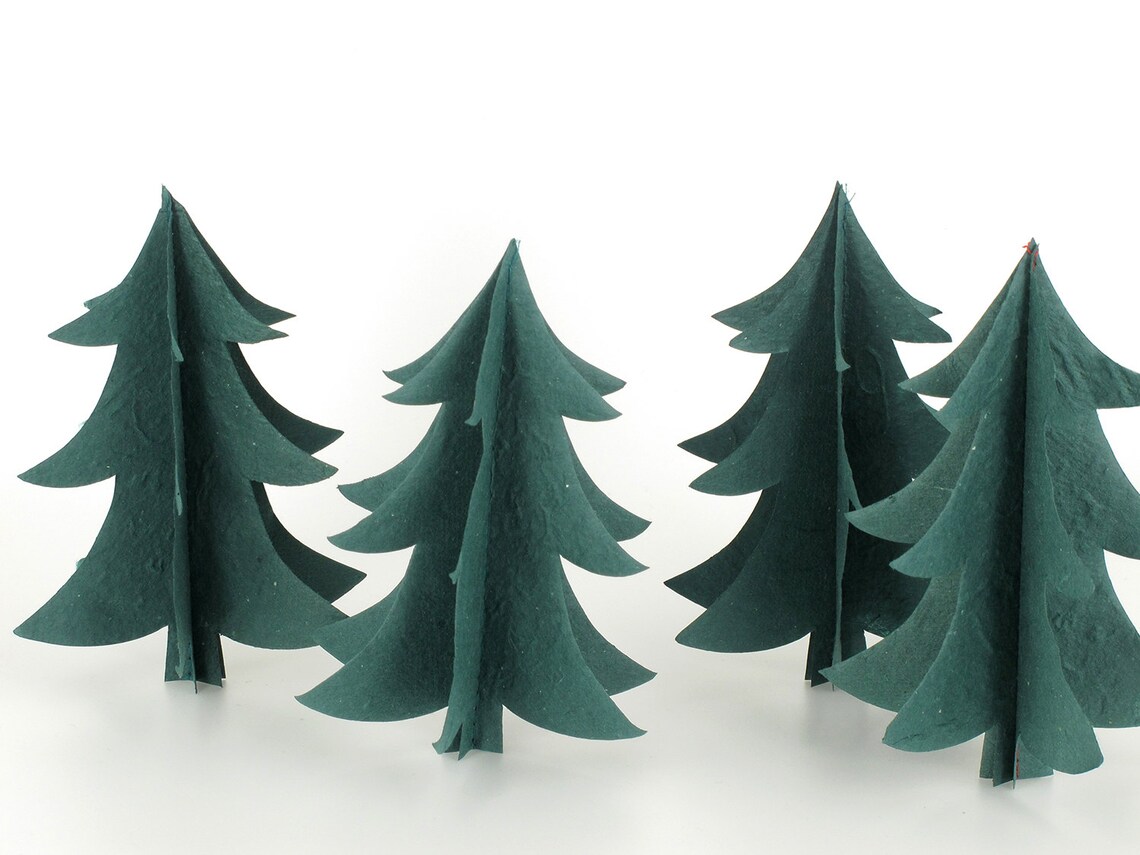 10 Die Cut Christmas Trees Green Paper Pine Trees Made of Etsy
