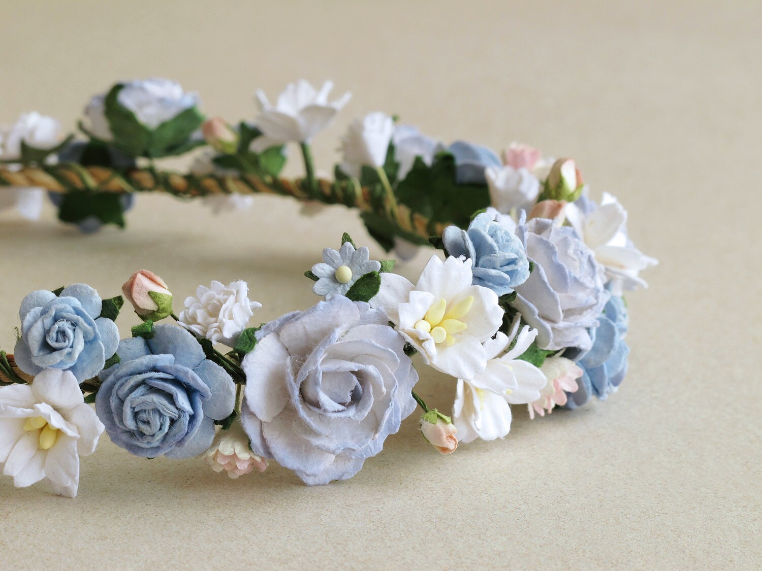flower crown serenity blue paper flower head band made of etsy paper flower headbands