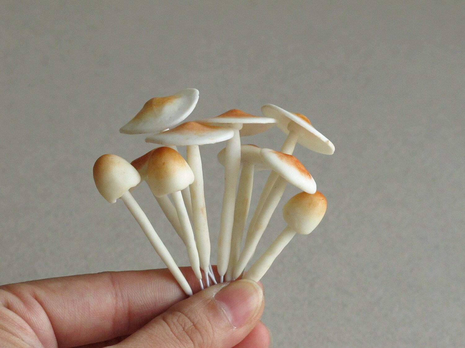 Clay Mushrooms Made of air dry clay and wire stems 10 Etsy