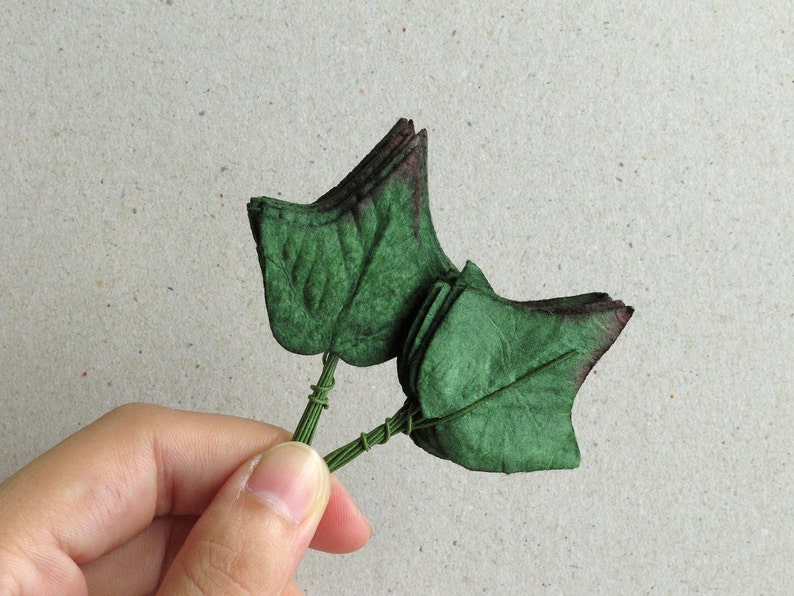 50 Small Paper Ivy Leaves with Wire Stems Made of mulberry Etsy
