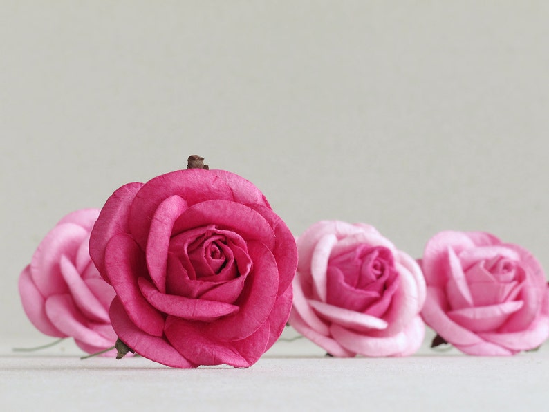 50mm Hot Pink Paper Roses 2pcs Large Mulberry Paper - Etsy