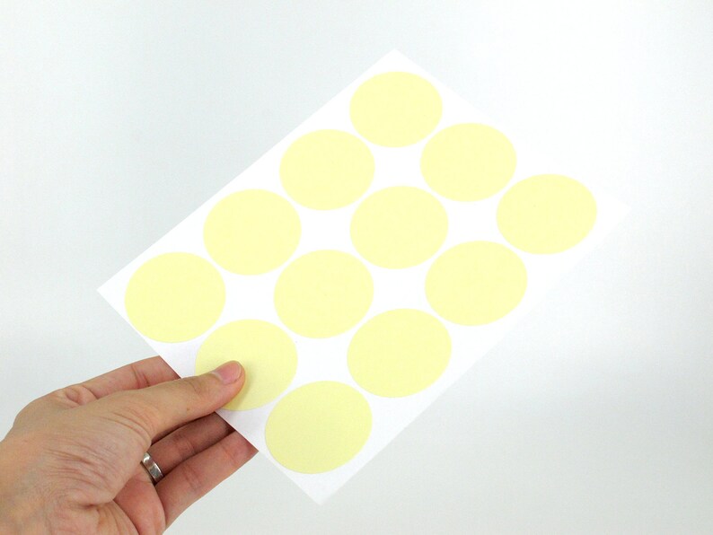 40mm Pastel Yellow Circle Stickers Large Peal and Stick Tags Etsy