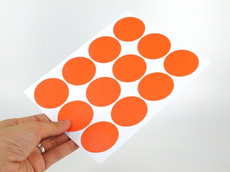 40mm Plain Orange Label Stickers Large Round Peal and Stick Etsy