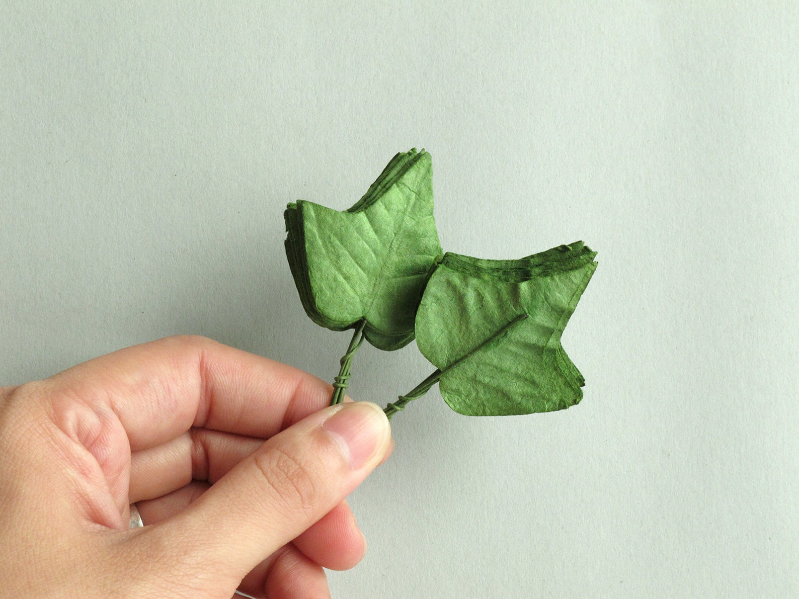 50 Small Paper Ivy Leaves with Wire Stems Light green Made Etsy