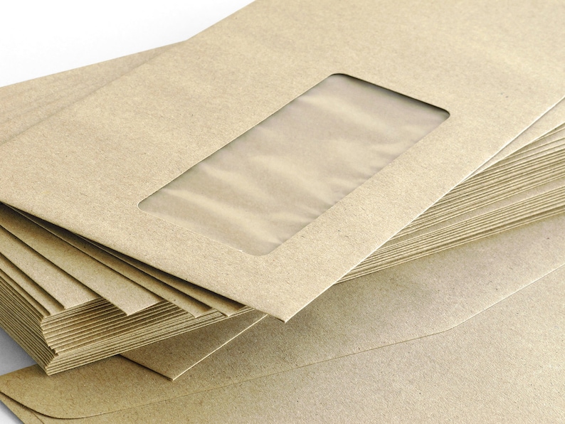 500pcs Brown Kraft Business Envelopes with Windows Triangle Etsy
