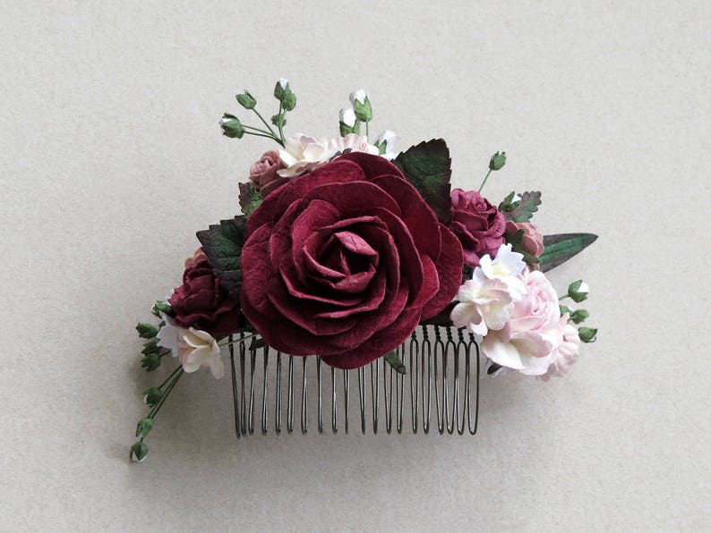 Burgundy Red Decorative Hair Comb Made of Mulberry Paper Etsy