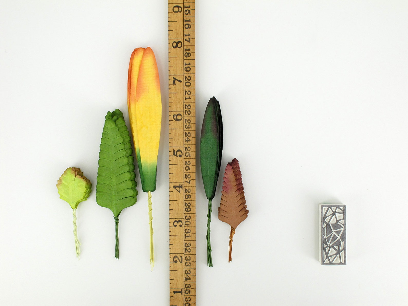 50 Assorted Die Cut Paper Leaves with Wire Stems orange Etsy