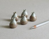 5 Miniature Vases - Stone brown ceramic containers - Partially glazed - 21mm (7 8 inch) tall