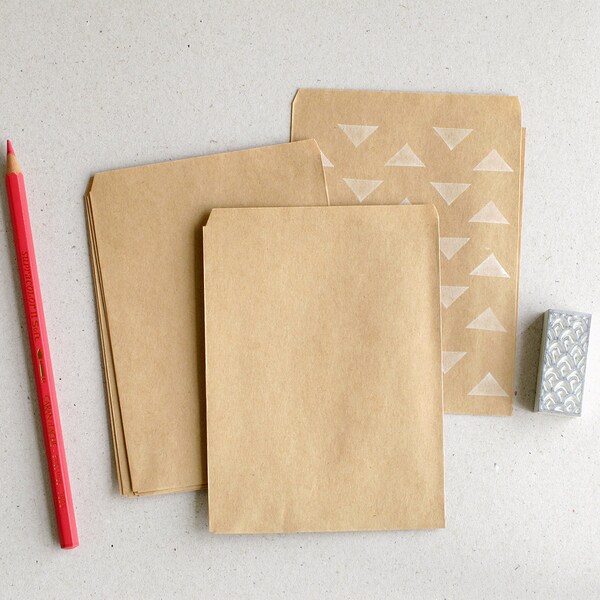 50 Extra Small Brown Bags / Envelopes - Blank on both sides - Made of recycled Kraft paper - (3 3/4"x5")