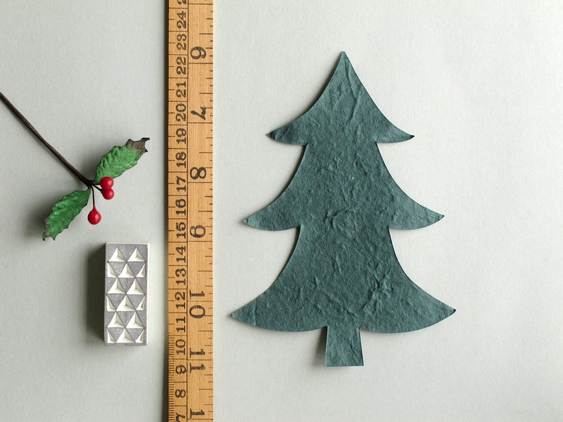 10 Die Cut Christmas Trees Green Paper Pine Trees Made of Etsy